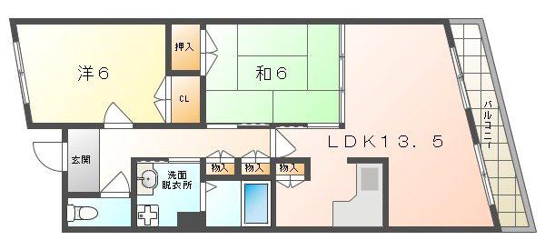 フリーディオ門真II(2LDK/1階)の間取り写真
