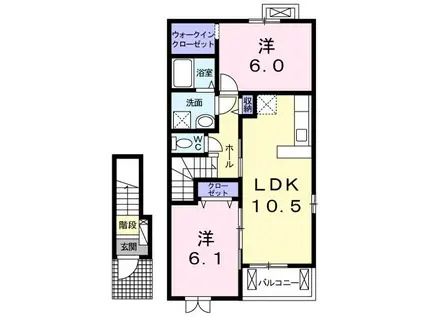 プレシオ(2LDK/2階)の間取り写真
