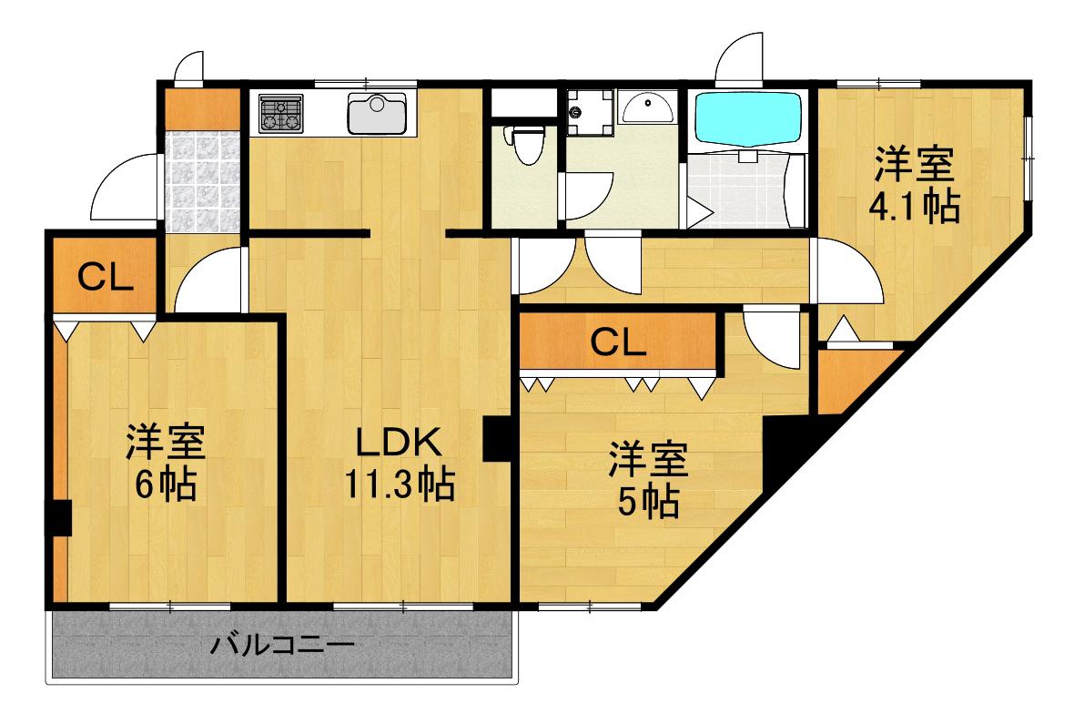 日吉スカイハイツ(3LDK/3階)の間取り写真