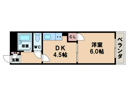 プレステル桑津(1DK/8階)の間取り写真