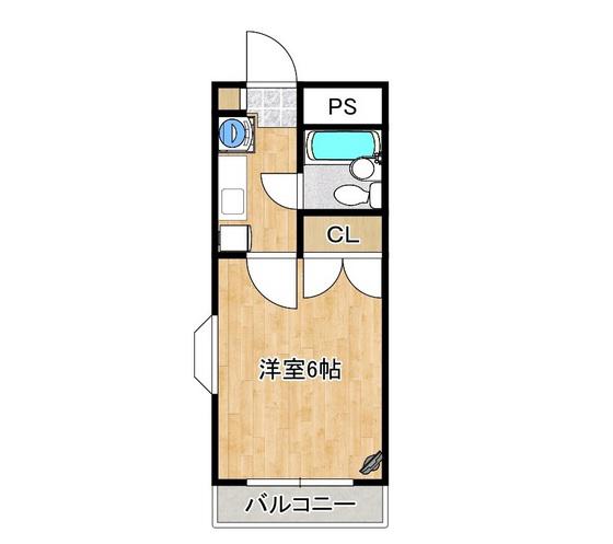 エトワール矢城C棟(1K/2階)の間取り写真