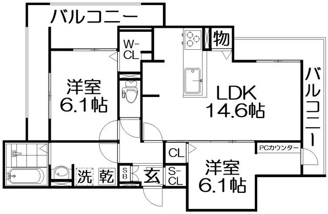 フィエルテ(2LDK/2階)の間取り写真