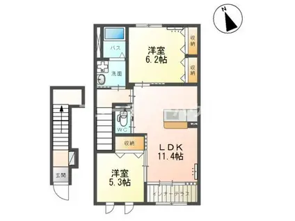 FELICE B (2LDK/2階)の間取り写真