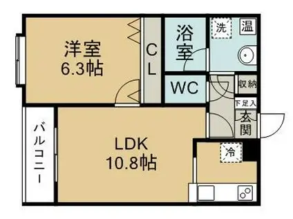 VILLA NOV(1LDK/1階)の間取り写真