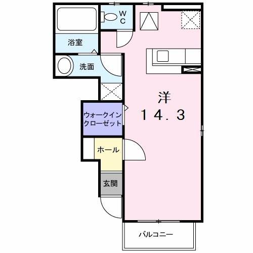 コンバラリア(ワンルーム/1階)の間取り写真