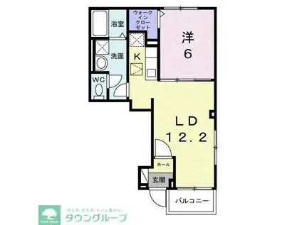 ヒカルサ小平栄町(1LDK/1階)の間取り写真