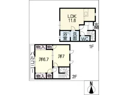 プレタメゾン壱号館(2LDK/2階)の間取り写真