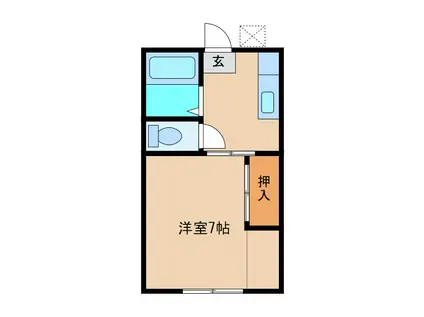 初期費用5万円プレシャス(1K/2階)の間取り写真