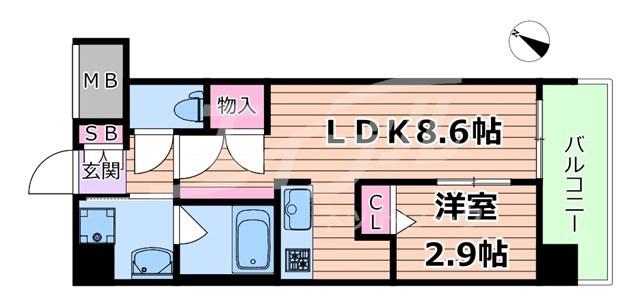 コンフォリア・リヴ京橋(1LDK/6階)の間取り写真