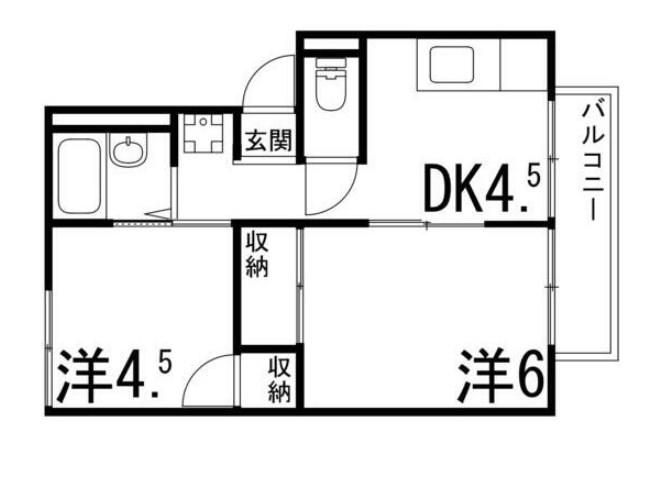 第二野里ハイツ(2DK/1階)の間取り写真