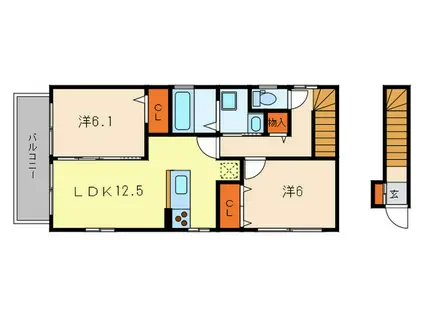 ソレーユ・コートA棟(2LDK/2階)の間取り写真