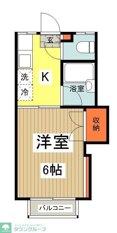 パラシオンN(1K/2階)の間取り写真
