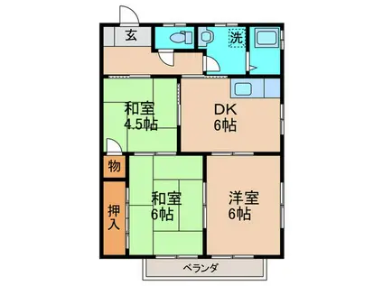 コーポ大谷Ⅰ(3DK/2階)の間取り写真