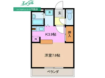 アルバローザA棟(ワンルーム/2階)の間取り写真