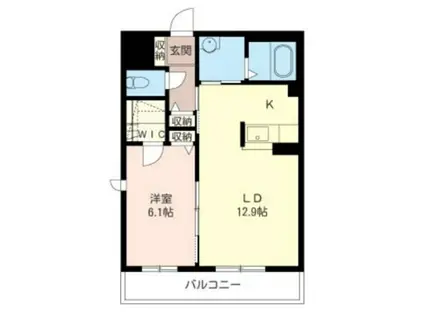 アルカザール(1LDK/3階)の間取り写真