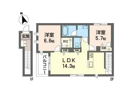グリーンヒル高円寺(2LDK/2階)の間取り写真