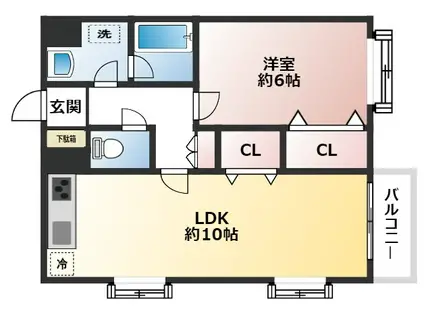 エスポワール分倍河原(1LDK/3階)の間取り写真