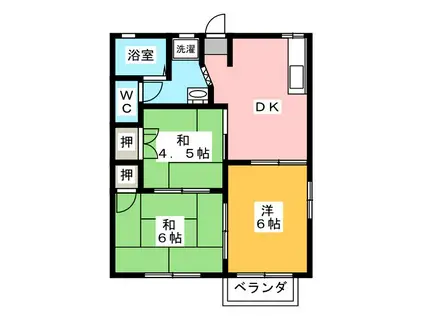 タウニーパインツリー(3DK/2階)の間取り写真