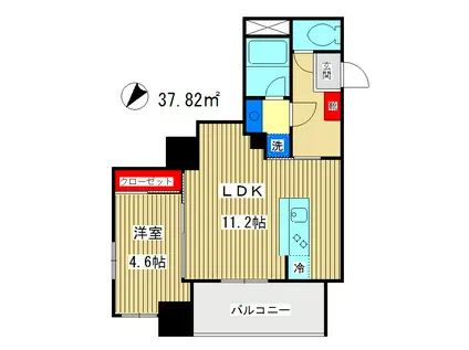 KYビル(1LDK/2階)の間取り写真