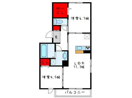 プレジール(2LDK/2階)の間取り写真