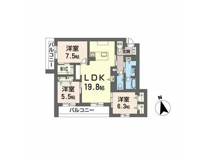 ワイエア平尾浄水(3LDK/3階)の間取り写真