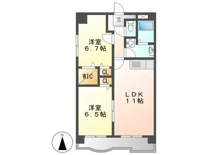 サンライズ八熊(2LDK/11階)の間取り写真