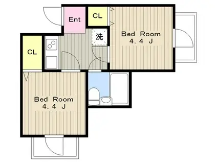アスタック弐番館(2K/1階)の間取り写真