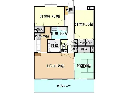 ポレスター医大前(2SLDK/13階)の間取り写真