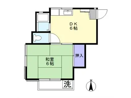 フラワーパレス(1DK/2階)の間取り写真