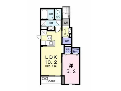 ティグレ(1LDK/1階)の間取り写真