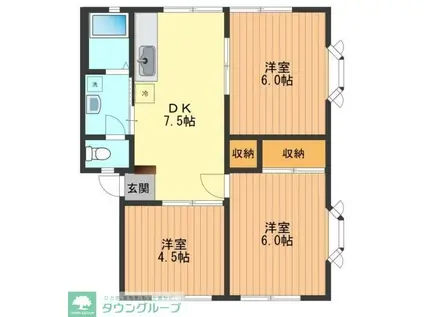 ビューハイツウィンディア(3DK/1階)の間取り写真