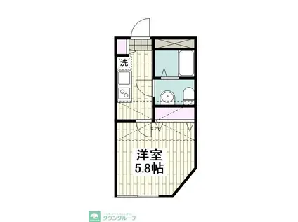 富岡西3丁目アパート(1K/2階)の間取り写真