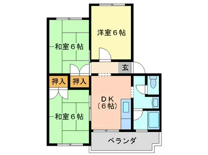 ヤナセマンション(3DK/3階)の間取り写真