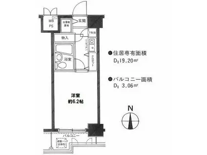 パレ・ド-ル伊勢佐木町南(ワンルーム/2階)の間取り写真