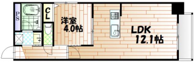 ウイング21中山下(1LDK/8階)の間取り写真