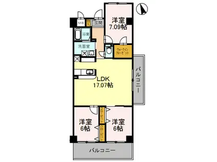 ラ・メゾンMSII(3LDK/6階)の間取り写真