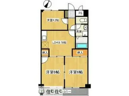 第一板倉マンション(3DK/4階)の間取り写真