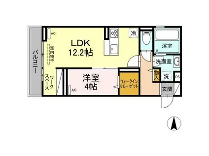カトレアIV(1LDK/2階)の間取り写真