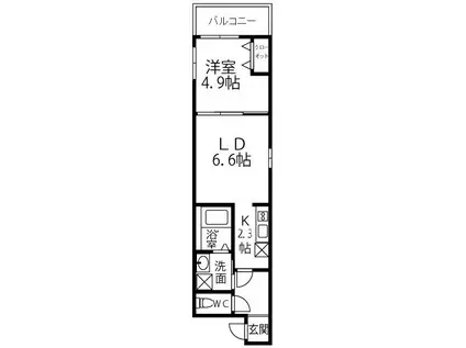 カーサ駒川中野(1LDK/3階)の間取り写真