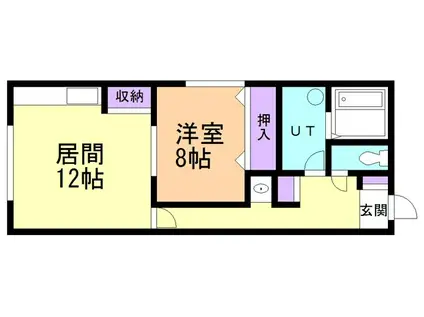 ハイム七(1LDK/2階)の間取り写真