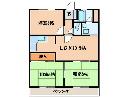 コーポ中村第10(3LDK/3階)の間取り写真