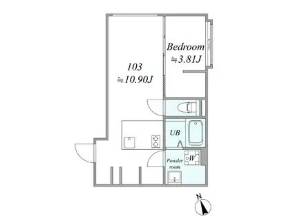 TRIAS341(1LDK/1階)の間取り写真