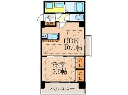 ノルデンハイム江坂II(1LDK/14階)の間取り写真