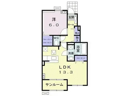 メゾンタカラI(1LDK/1階)の間取り写真