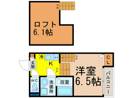 GRANDE本陣(1K/1階)の間取り写真