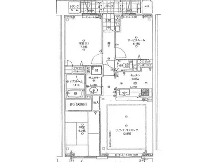 アルファステイツ大元駅前(3LDK/3階)の間取り写真