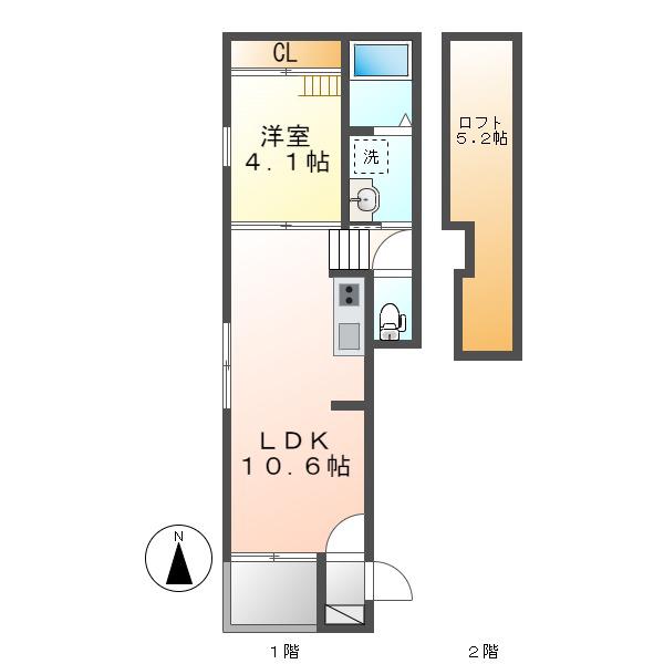 プライズ南十番(1LDK/2階)の間取り写真