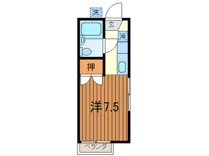 パークサイドコーポ(ワンルーム/1階)の間取り写真