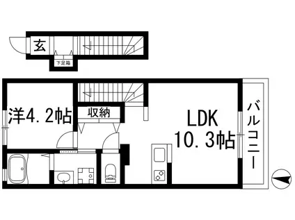 SERENO参番館(1LDK/2階)の間取り写真