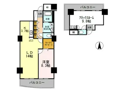 品川シーサイドビュータワーII(1LDK/14階)の間取り写真